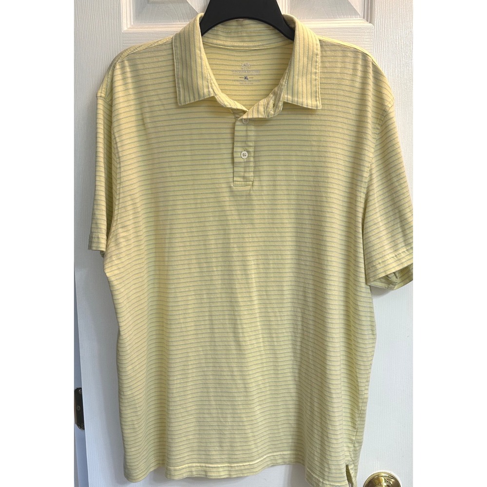 Southern Tide Mens XL Yellow Striped Pima Cotton Lyocell Polo Shirt RN123934